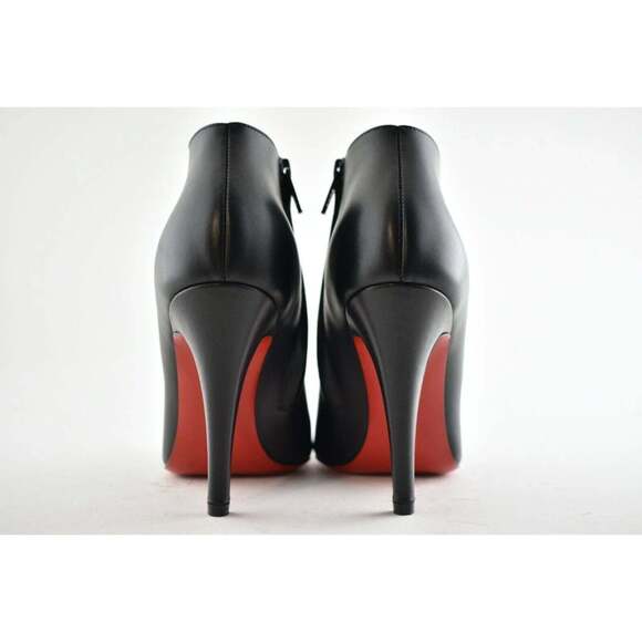 Christian Louboutin Belle 100 Black Calf Leather Ankle Zipper Heel Bootie 35 - Picture 11 of 12